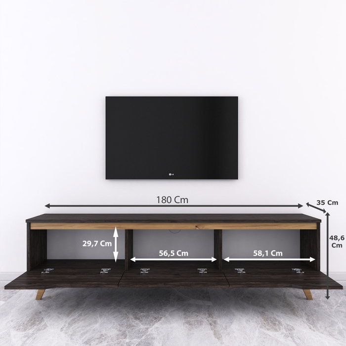 Hanah Home Soporte para TV D1 - 1009 Negro y Nogal Hanah Home Soporte para TV D1 - 1009 Negro y Nogal